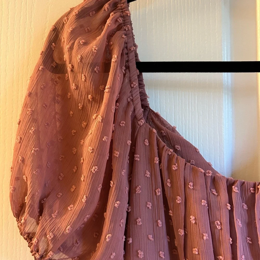 Altar’d State Pink Aurelia Clip Dot Dress with Bow Back Size Large - Picture 3 of 10